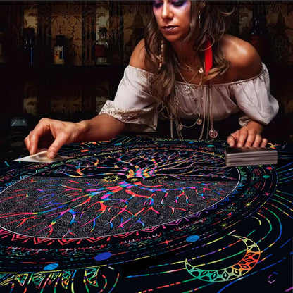 Colorful Life Tree Tarot Tablecloth Altar Cloth Sun And Moon Tarot Cards Table Cloth For Witchcraft Astrology Oracle Card Mat