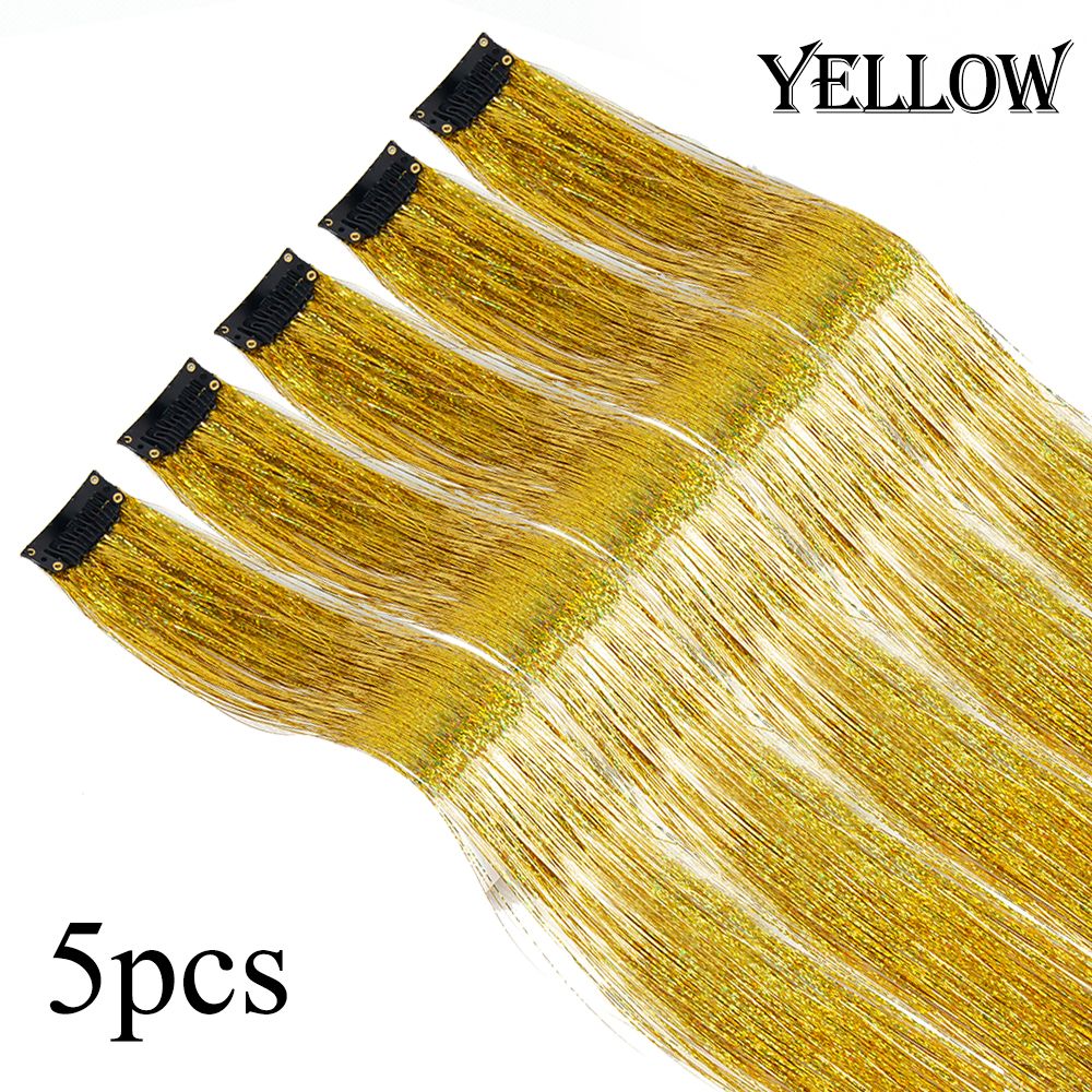 5 Unidades/Pacote Extensões de Cabelo Cintilantes Presilhas Arco-Íris Brilhantes Mechas de Cabelo Resistentes ao Calor Extensões de Cabelo Cintilantes para Tranças