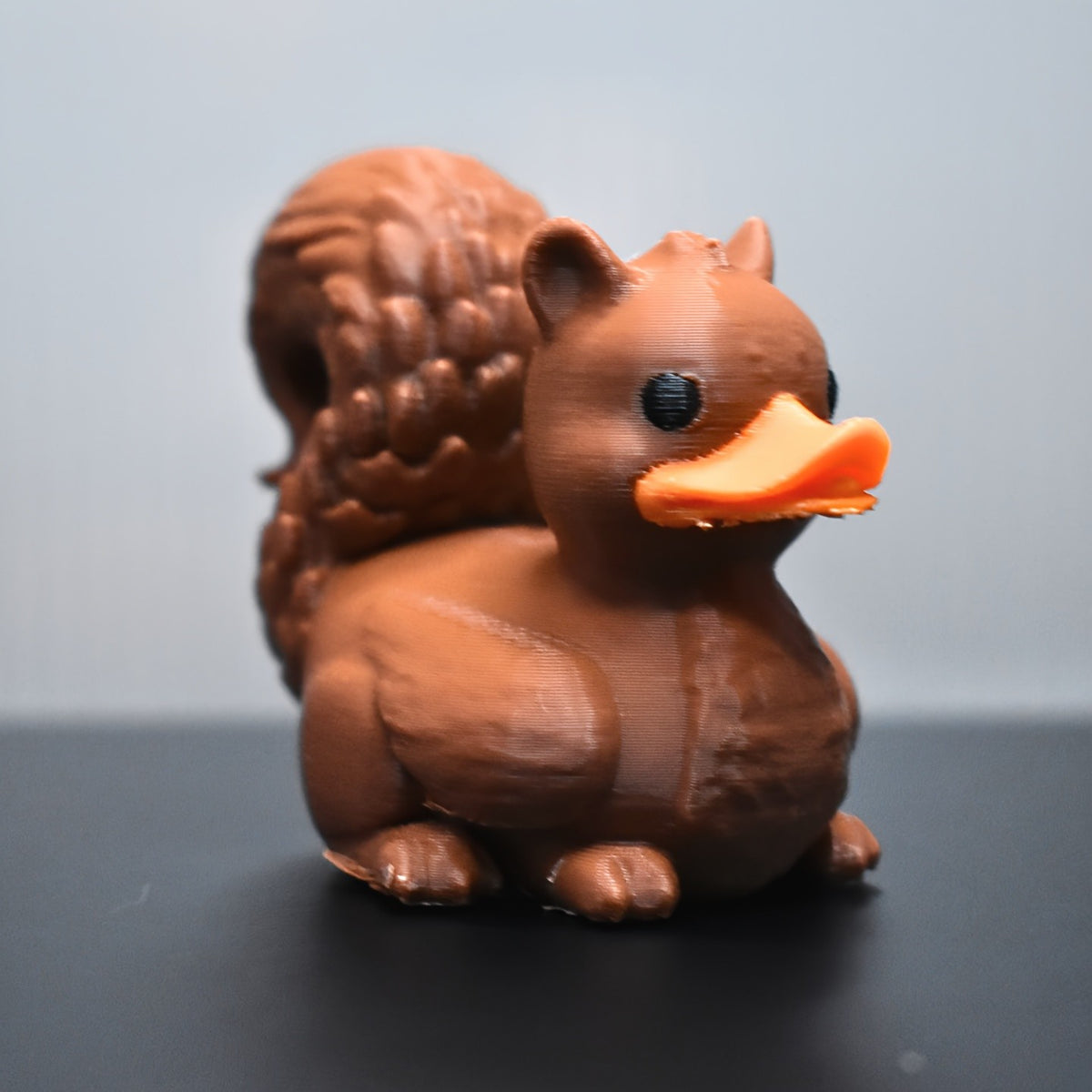 A creative squirrel and duck ornament for Christmas and holiday decoration.