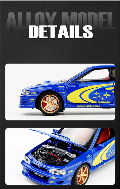 JDM 1/32 Subaru Impreza WRX STI Rally Supercar Diecast Model Alloy Metal Car Children's Toy Car Miniature Mini GT Holiday Gifts