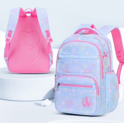 Fashion Moon Rainbow Girl School Bag Children Kid Backpack Cute Waterproof Large Capacity Gradient Pink Teenage Travel Backpack