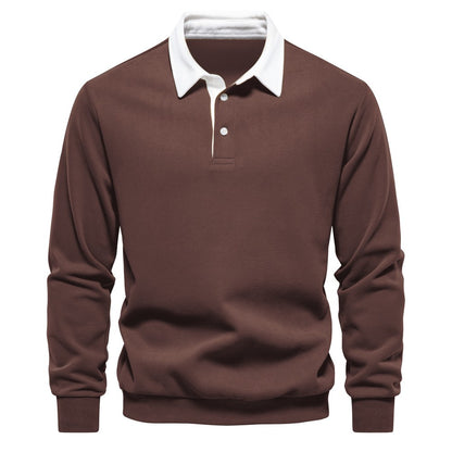 Men's Autumn Long-Sleeved POLO Collar European Size Sweater - Trendy, High-Quality, Casual, Versatile and Loose-Fit Top
