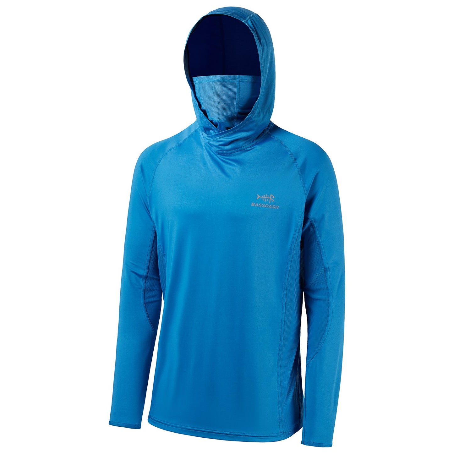 Camisa de Pesca Masculina Bassdash UPF 50+ de Manga Longa com Máscara e Capuz Protetor de Pescoço UV para Manter a Cabeça e o Rosto Aquecidos em Atividades ao Ar Livre, Caminhada e Corrida
