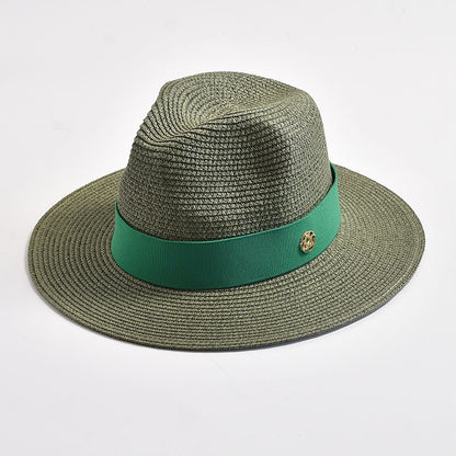 Summer Straw Hats for Women Men Panama Travel Beach Sun Hat Ribbon Decoration Elegant Luxury Jazz Hat