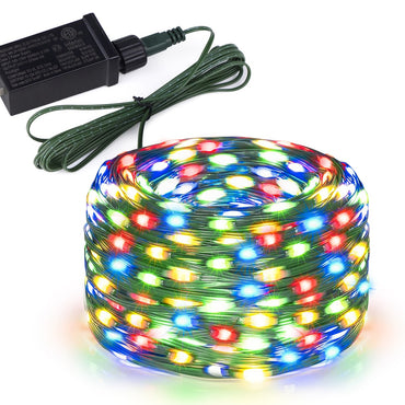 Outdoor LED Christmas Lights Green Wire Leather 24V Fairy Lights String Waterproof Garden Party Wedding Garland Decor New Year Q