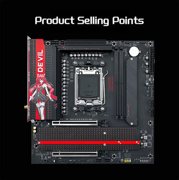 Placa-mãe AM5 DDR5 96GB GAMING Chipset AMD B650 WiFi 6 PCIe 4.0 3x M.2 USB 3.2 Tipo-C 9000MHz para AMD Ryzen 7 9700X, Micro ATX
