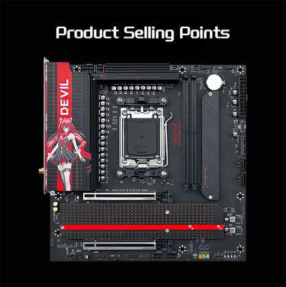 Placa-mãe AM5 DDR5 96GB GAMING Chipset AMD B650 WiFi 6 PCIe 4.0 3x M.2 USB 3.2 Tipo-C 9000MHz para AMD Ryzen 7 9700X, Micro ATX