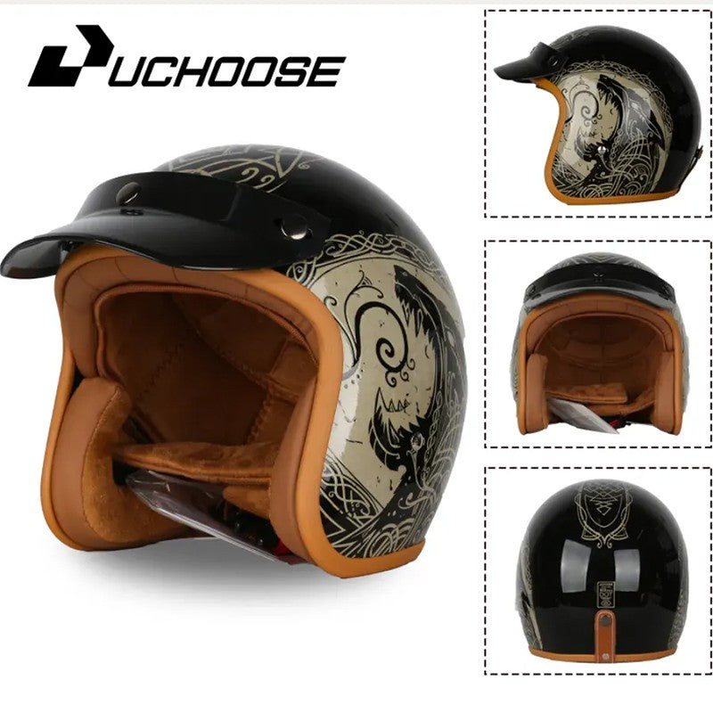 DOT Open Face Casco Moto for Motorcycle Accessories Men Moto Helmets Certificated Retro Motorcycle Helmet Cafe Racer