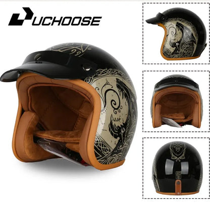 DOT Open Face Casco Moto for Motorcycle Accessories Men Moto Helmets Certificated Retro Motorcycle Helmet Cafe Racer