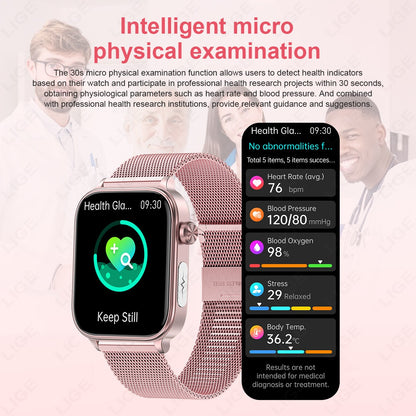 Smartwatch 2025 Novo ECG+PPG Feminino Monitor de Frequência Cardíaca Lipídios Sanguíneos Ácido Úrico Saúde Menstrual Rastreador Inteligente Para Android iOS