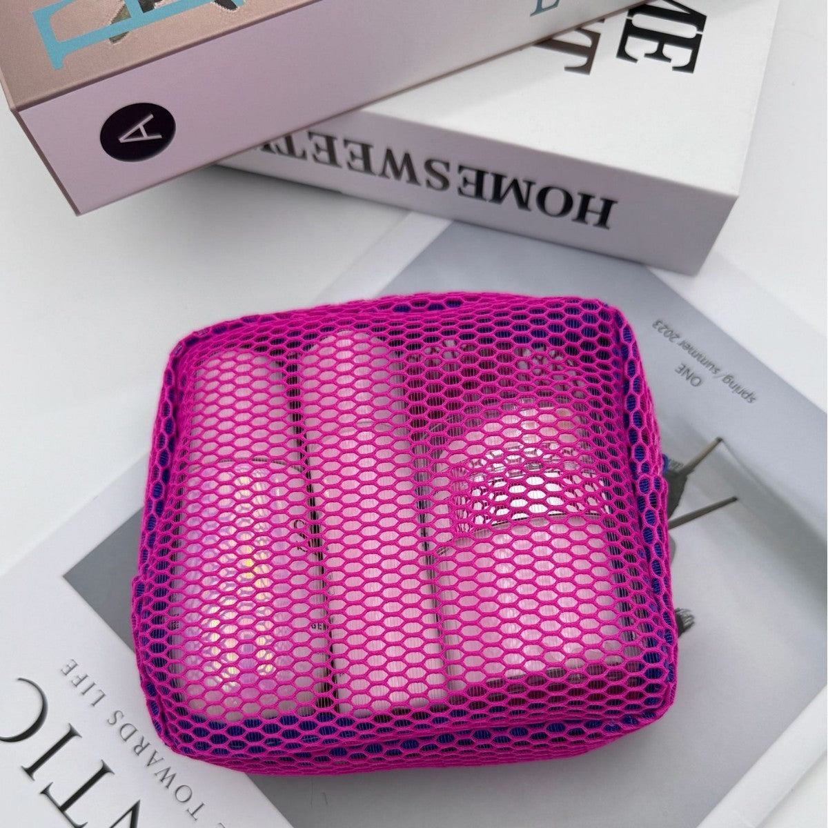 Tofu Bag Mini Zero Wallet Large Capacity Net Fabric Makeup Bag Dopamine Net Fabric Lady's Purse Colorful