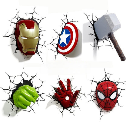 3D Wall Breaking Iron Man, Captain America, Decoration Cute Cartoon Stickers Waterproof Stickers For DIY Scrapbooking,
