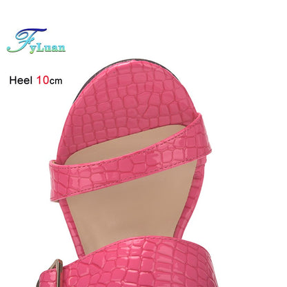 New Summer Buckle Strap Outside Women Slipper  Open Toe High Heeled 10CM Women's Sandals Thin Heels Neutral Slippers Party Pumps