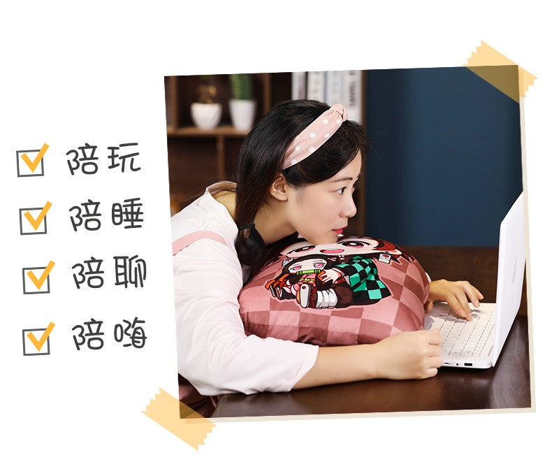 Kimetsu No Yaiba Plush Stuffed Pillows Demon Slayer Dakimakura Cute Anime Throw Pillow Kawaii Dolls Tanjirou Nezuko Back Cushion