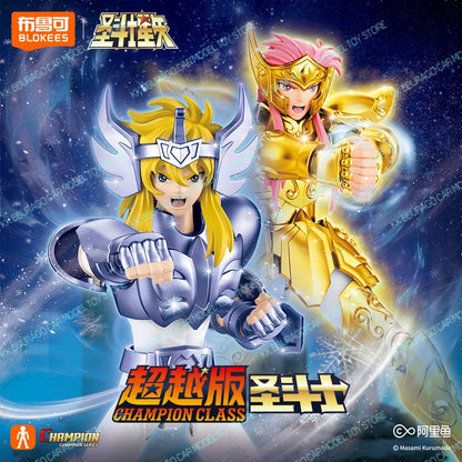Novos Blokees Saint Seiya Champion Version Camus de Aquário Hyoga de Cisne Bonecos de Ação Kit de Montagem Modelo Coleção de Estatuetas