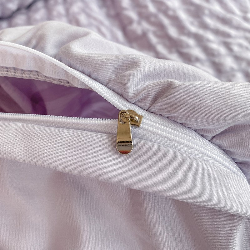 Conjunto de cama de renda coreana 3 peças de seersucker (1*Capa de Edredom + 2*Fronhas, Sem Enchimento) para quarto de hóspedes