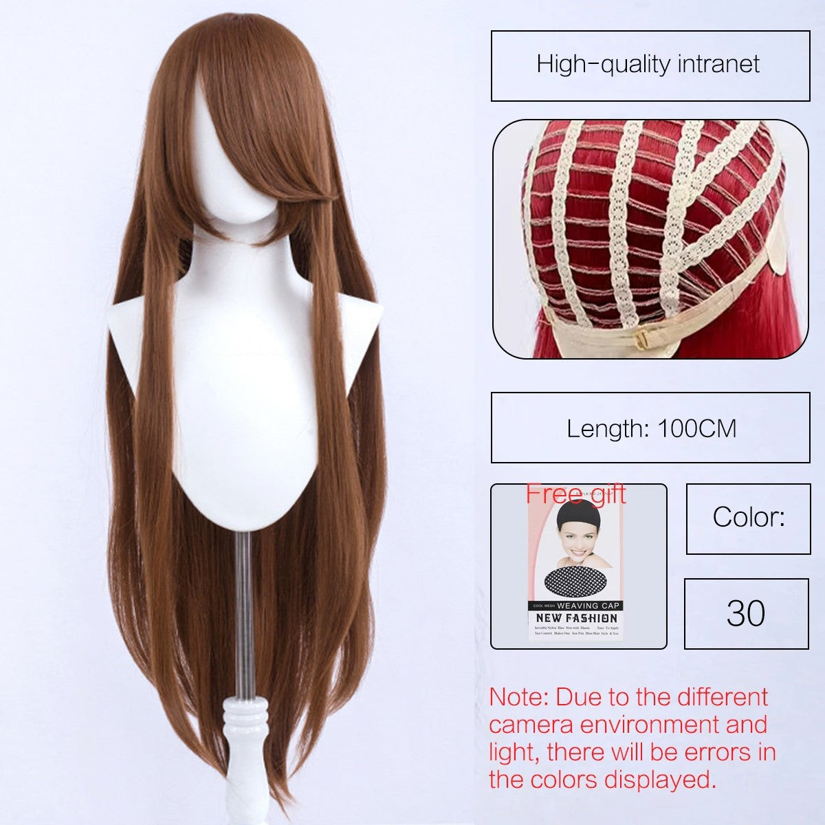 Synthetic Cute Cosplay Wig 40-inch Oblique Bangs Anime Costume Long Straight Lolita Wig Party Wig