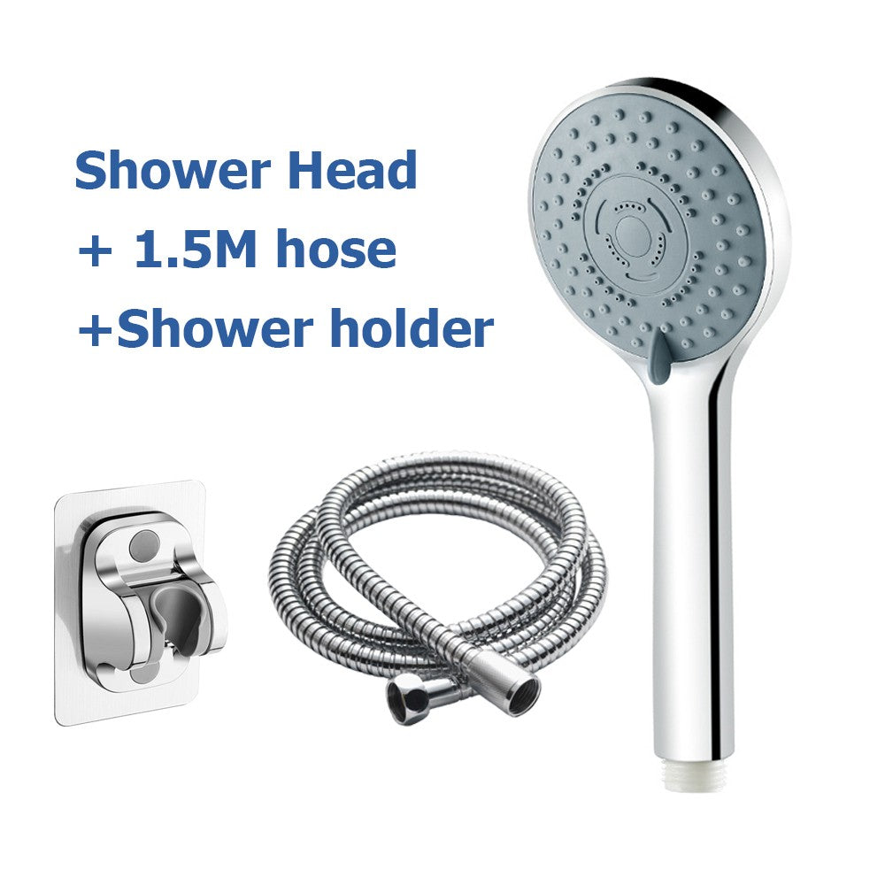 Conjunto de Chuveiro com 5 Modos Cabeça de Chuveiro de Alta Vazão Massageador de Mão Pulverizador de Banho com Mangueira Suporte Acessórios de Banheiro