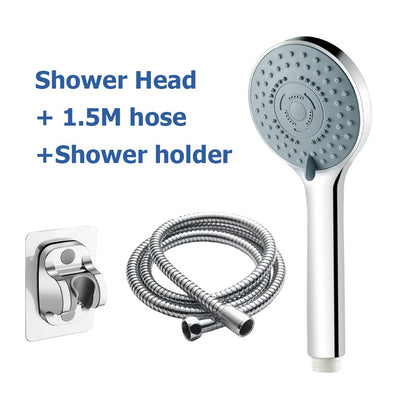Conjunto de Chuveiro com 5 Modos Cabeça de Chuveiro de Alta Vazão Massageador de Mão Pulverizador de Banho com Mangueira Suporte Acessórios de Banheiro