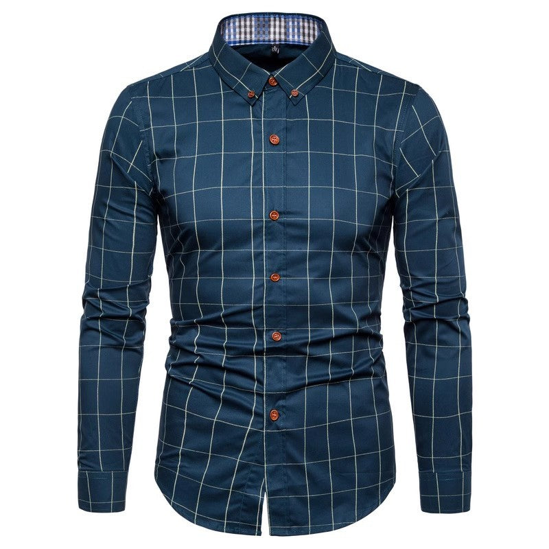 New Arrival 2025 Spring Men's Long Sleeve Shirts | Fashionable Single-Breasted Cotton Shirt in Blue Green Khaki Grey | Available