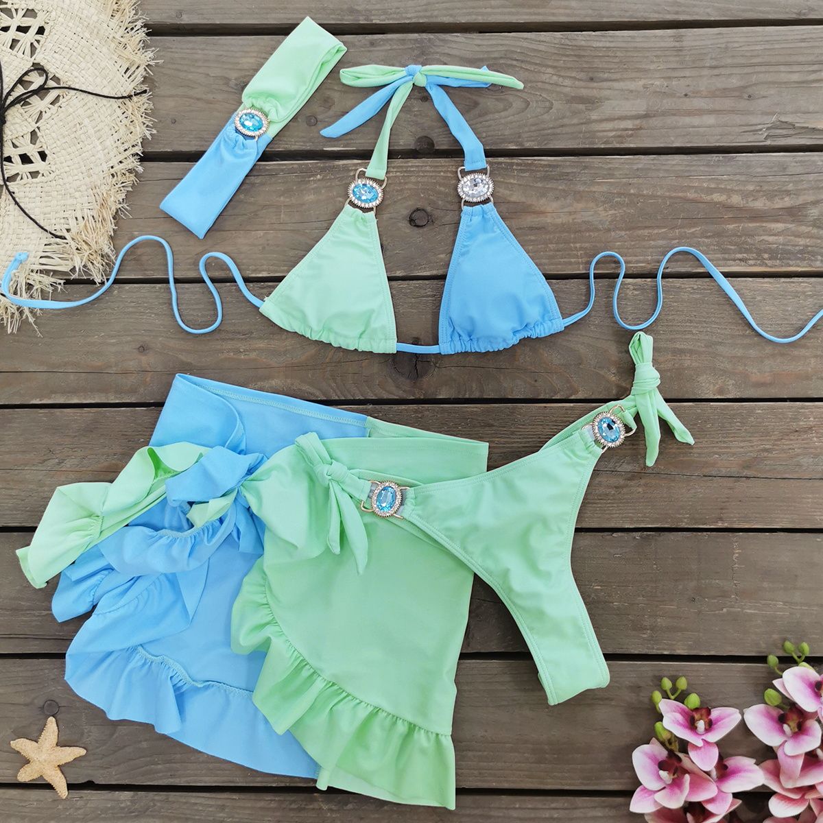 Brazilian Jewelled Rhinestones Diamond Bikini Women Swimwear Female Swimsuit Two-piece Bikini set Bather Bathing Suit Swim