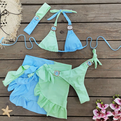 Brazilian Jewelled Rhinestones Diamond Bikini Women Swimwear Female Swimsuit Two-piece Bikini set Bather Bathing Suit Swim