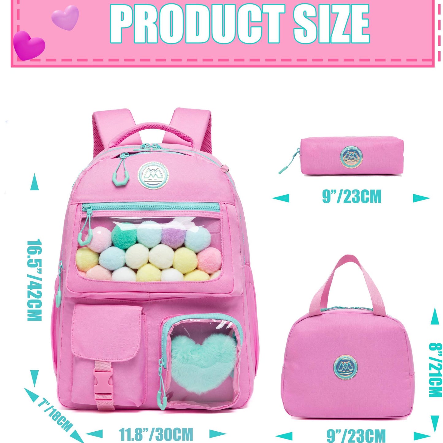Mochila Meetbelify para Meninas Mochila Estética para Estudantes do Ensino Fundamental Adolescentes Meninas