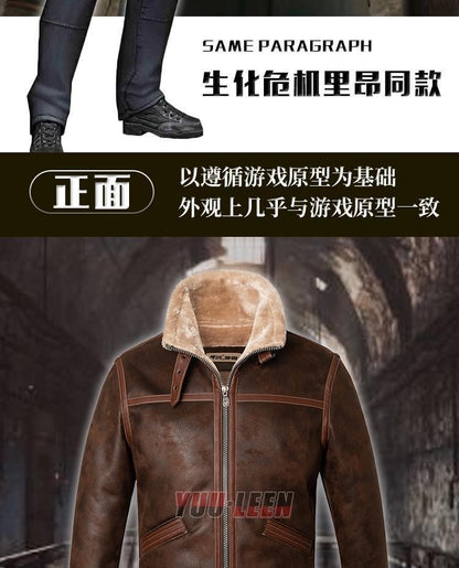 Game Biohazard Resident Leon Scott Kennedy Cosplay Costumes Faux Leather Jacket Role Play Coat For Man