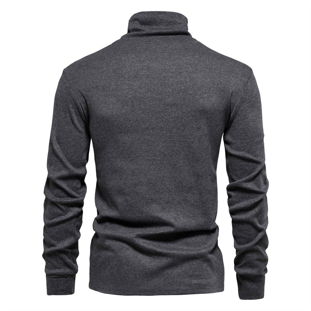 AIOPESON Solid Men T-shirt Casual Long Sleeve Turtleneck Bottoming Shirt for Men Autumn Winter Basic Slim Underwear Shirts Man