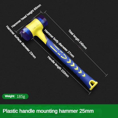 1 martelo de instalação de cabeça dupla, martelo de borracha de 25 mm a 45 mm com cabo de borracha, martelo de instalação isolado destacável