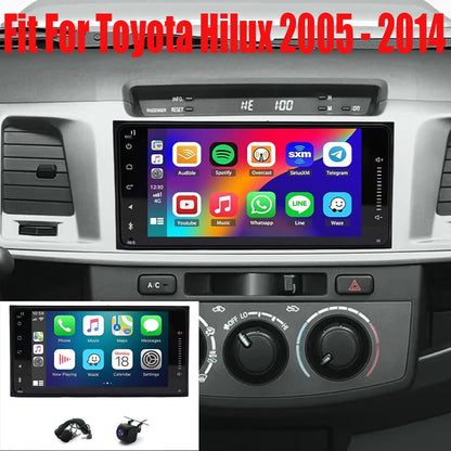 Rádio Automotivo para Toyota Hilux 2005 - 2014 Sem Fio para Carplay e Android Auto, Tela Sensível ao Toque IPS de 7 Polegadas Câmera de Ré WiFi SWC-2+32G