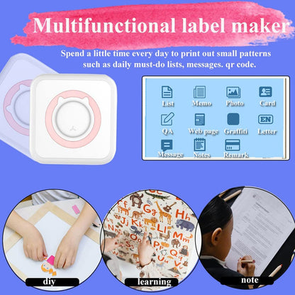 Portable Mini printer,thermal pocket Label  printer, for Android or IOS APP, inkless sticker printer, suitable for home, office