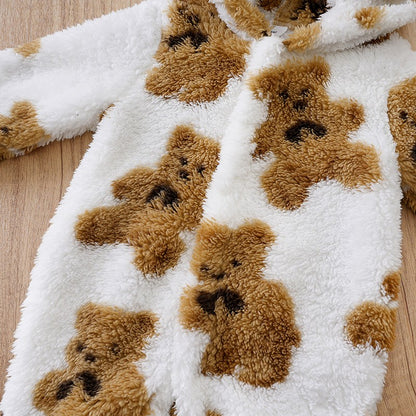 Baby Clothes Cartoon Cute Teddy Bear Plush Comfortable And Soft 0-18 Boys And Girls Autumn And Winter Long Sleeved Baby Jumpsuit