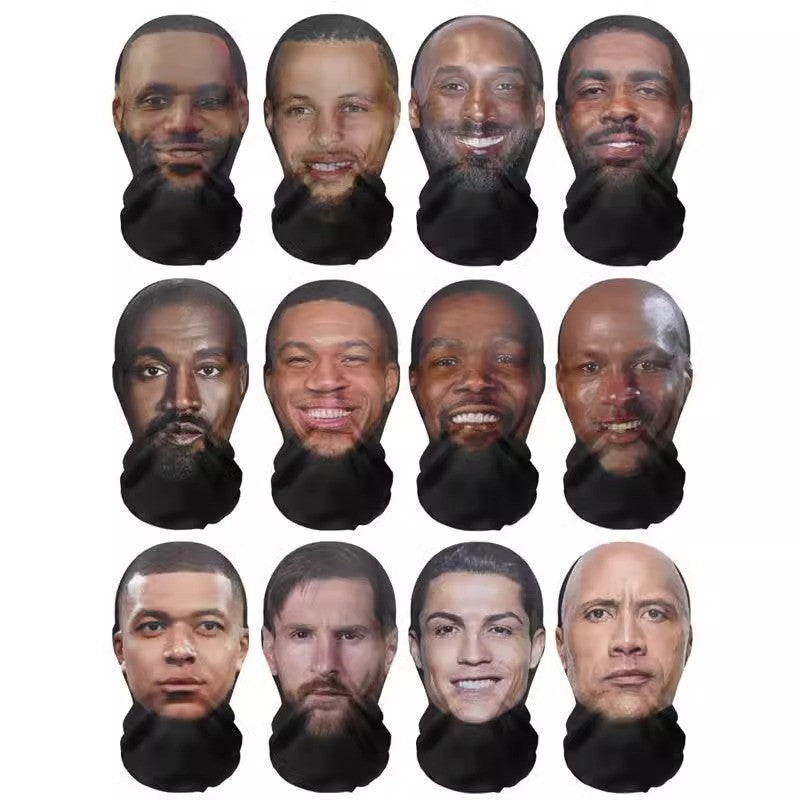 Funny Full Face Mask 3D Printed Celebrity Face Masks Elastic Mesh Halloween Cosplay Party Props Balaclava Headcovers