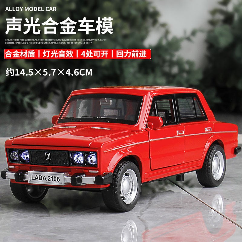 1:32 LADA 2106 Liga Clássica Modelo de Carro de Brinquedo de Metal Fundido Som e Luz Puxar para Trás Brinquedo Infantil Miniatura Modelo de Veículo Presente para Crianças