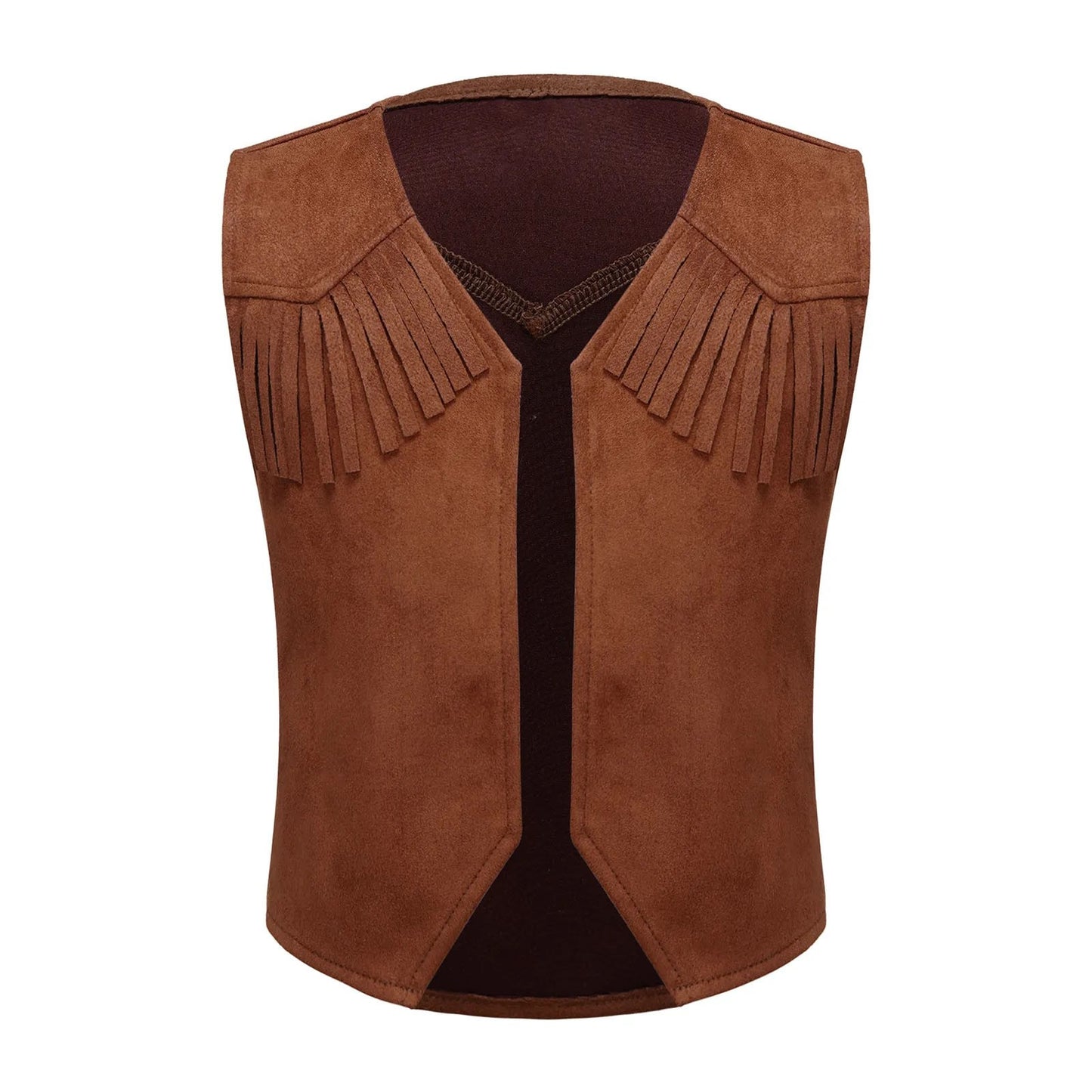 Wild West Cosplay Cowboy Cowgirl Costume Halloween Dress Up Clothes New Fringe Sleeveless Vest with Bandanna Hat Set