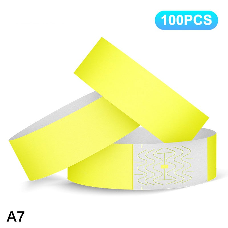 100pcs VIP Neon Paper Bracelets Fluorescent Waterproof Disposable Bracelets Tamper-Proof For Parties, Music Festivals & Events
