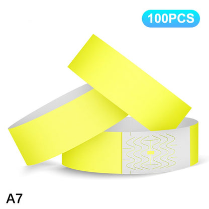 100pcs VIP Neon Paper Bracelets Fluorescent Waterproof Disposable Bracelets Tamper-Proof For Parties, Music Festivals & Events