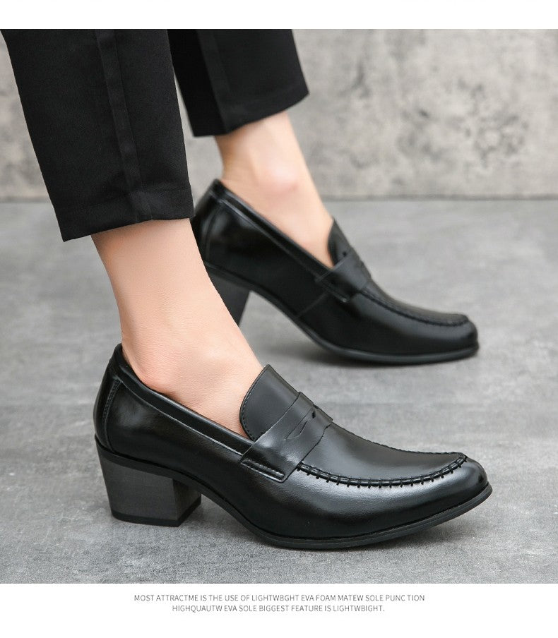 Classic Men's Dress Shoes High Heeled Casual Patry Business Leathers Shoes For Men Classic Wedding Men Formal Social Shoes Man