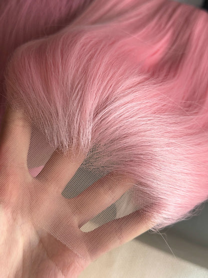 Light Pink Wig for Women 13x4 Lace Front Wig 26inch Long Straight Synthetic Wigs Soft Natural Heat-resistant Fiber Cosplay Wig