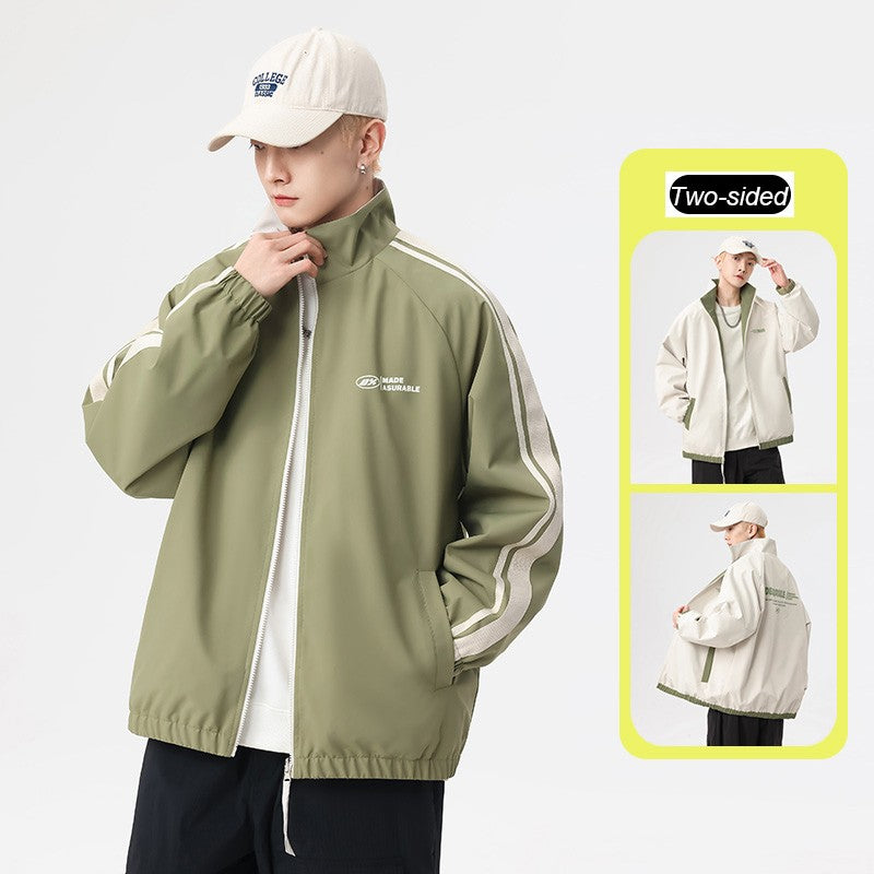 New Jacket Two-sided Long Sleeve Outdoor Men Coats Women Reversible Windproof Coats Splashproof Double-Sided Jackets Couple Top