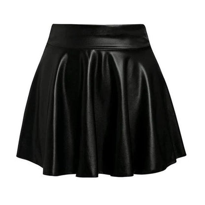 Y2k Pu Leather Mini Skirt Women Vintage High Waist Pleated Skirts Streetwear Korean Black Slim Casual A Line Skirts 2024 New