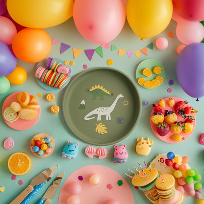 1PCS Dinosaur Silicone Baby Plate BPA Free Cartoon Food Tray For Toddlers Self Feeding Training 6M+ Easy Clean Tableware