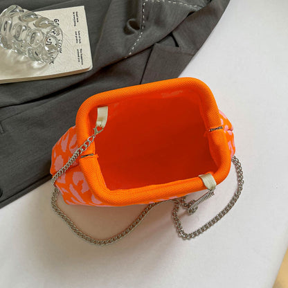 Dopamine Leopard Print Clutch Bag with Detachable Strap Leopard Print Shoulder Bag Leopard Crossbody Bag for Modern Ladies