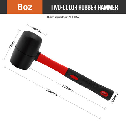 Martelo de Borracha Hi-Spec com Face Dupla, Marreta Pesada com Ferramenta Manual Isolada e Punho Antiderrapante para Instalação/DIY (8/16/24 Oz)