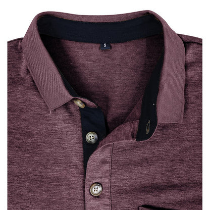 Spring Trend Men's Long Sleeve Casual Tshirt Solid Lapel Button Up Pullover Tops Autumn Turn Down Collar Bottoming Polo Shirt