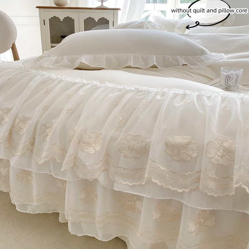 3pcs Korean lace Bedding set wedding Duvet Cover Set (1*Duvet Cover + 2*Pillowcase, Without Core)for bedroom guest room