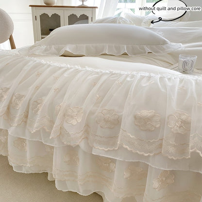 3pcs Korean lace Bedding set wedding Duvet Cover Set (1*Duvet Cover + 2*Pillowcase, Without Core)for bedroom guest room