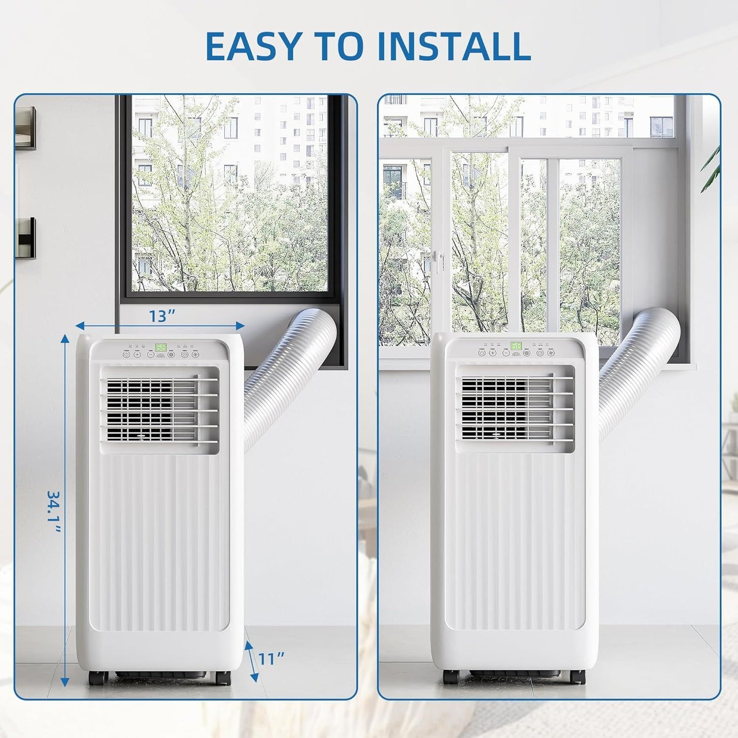 Ar-condicionado portátil 8000 Btu, 3 em 1 (AC portátil, desumidificador e modo ventilador), unidade de AC com timer 24H e controle remoto
