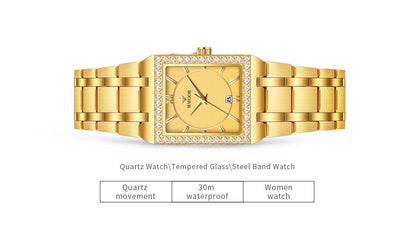 WWOOR Top Brand Luxury New Ladies Diamond Watch Fashion Square lady Wrist Watch Simple Women Dress Small Watch Relogio Feminino